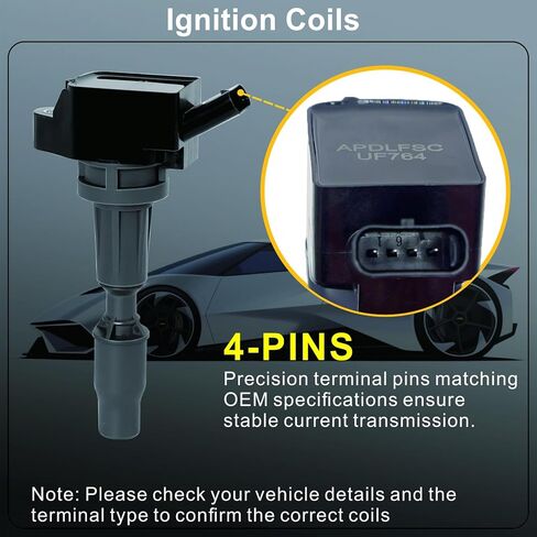 UF764 93175 Ignition Coil Iridium Spark Plugs Set for 2015 2016 2017 2018 2019 Hyundai Sonata Tucson Santa Fe, Kia Rondo Sorento Sportage Stinger Optima,Genesis G70 G80 G90 2.0L 2.4L(Set of 4) in Saudi Arabia