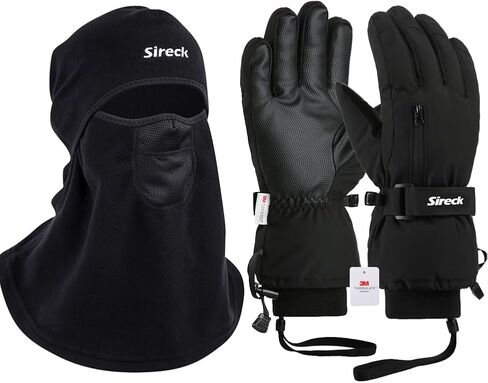 Cold Weather Balaclava Ski Mask Windproof Fleece Thermal Full Face Mask and -30℉ Ski Gloves Fleece Waterproof Winter Gloves for Men Women Size Large in Kuwait