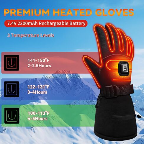 Heated Gloves for Men Women - Electric Hand Warmers with 3 Heating Levels & Fast Heating Technology, Waterproof Windproof Thermal Gloves for Skiing, Snowboarding, Cycling (Machine Washable) in Kuwait