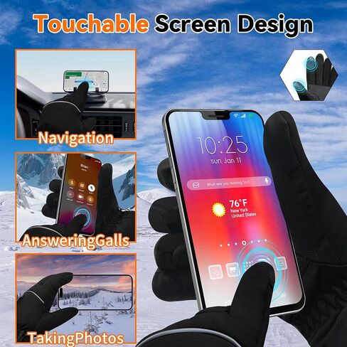 Heated Gloves for Men Women - Electric Hand Warmers with 3 Heating Levels & Fast Heating Technology, Waterproof Windproof Thermal Gloves for Skiing, Snowboarding, Cycling (Machine Washable) in Kuwait