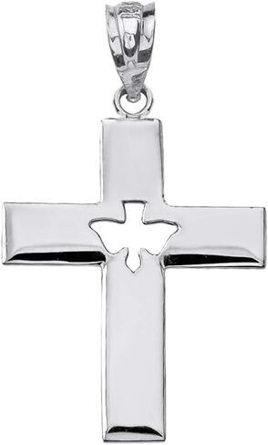 Claddagh Gold Holy Spirit Cross with Descending Cut out Dove Center Pendant in Saudi Arabia
