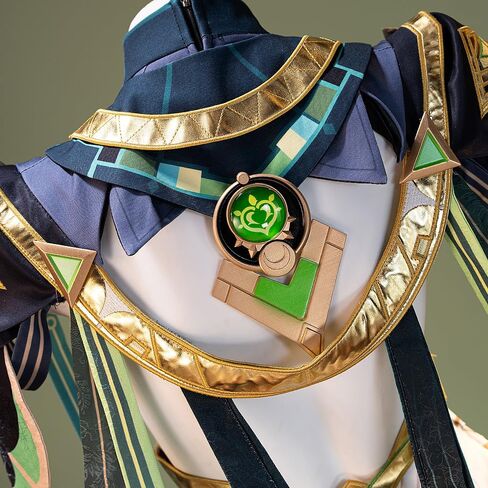 أزياء جينشين النسائية التنكرية مجموعة كاملة من الفستان الأخضر مع قفازات لحفلة الهالوين in Kuwait