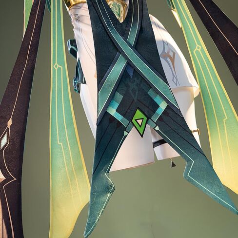 أزياء جينشين النسائية التنكرية مجموعة كاملة من الفستان الأخضر مع قفازات لحفلة الهالوين in Kuwait