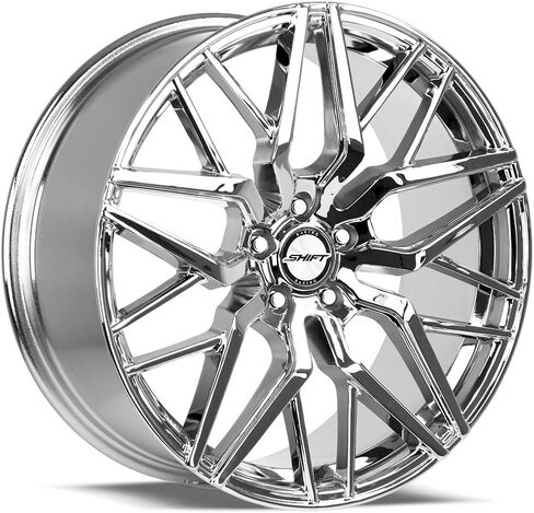 عجلة زنبركية مخصصة من SHIFT WHEELS - 20x8.5، 35 إزاحة، نمط مسمار 5x114.3، محور 73.1 ملم - حافة من الكروم in Kuwait