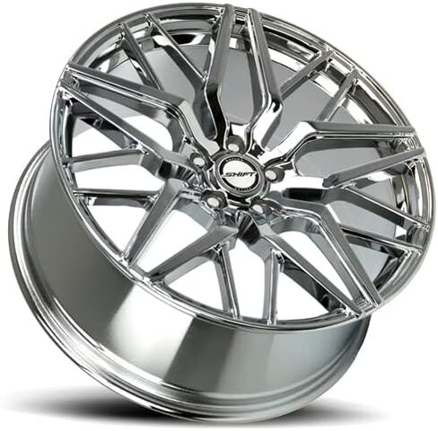 عجلة زنبركية مخصصة من SHIFT WHEELS - 20x8.5، 35 إزاحة، نمط مسمار 5x114.3، محور 73.1 ملم - حافة من الكروم in Kuwait