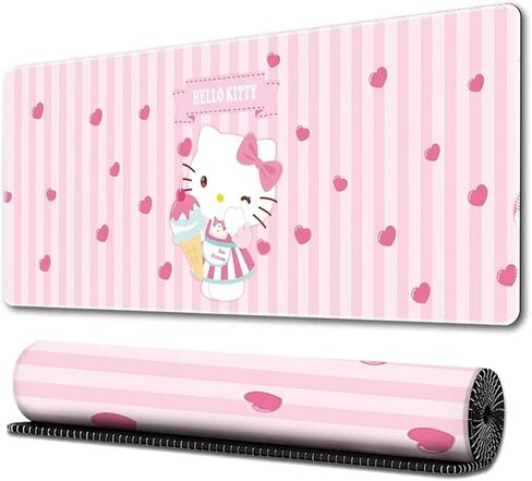 منصات ماوس الألعاب اللطيفة من Kawaii Girly، سجادة مكتب طويلة وممتدة، وسادات لوحة مفاتيح كبيرة جدًا للفتيات من أجل ألعاب العمل والمكتب والمنزل (كيتي) in Kuwait