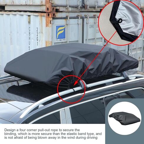 Car Roof Rack Cover, Waterproof Rooftop Cargo Cover, 74.8 x 57 Inches Rooftop Luggage Rain Cover with Drawstring, Universal Travel Accessories, for Most Cars (Black) in Saudi Arabia