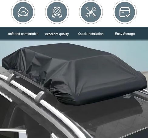 Car Roof Rack Cover, Waterproof Rooftop Cargo Cover, 74.8 x 57 Inches Rooftop Luggage Rain Cover with Drawstring, Universal Travel Accessories, for Most Cars (Black) in Saudi Arabia