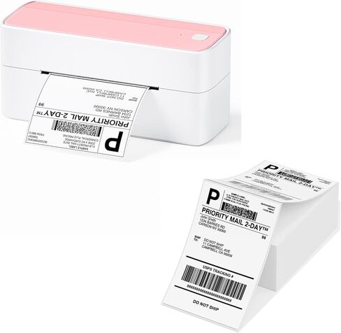 Phomemo 241BT Bluetooth Thermal Shipping Label Printer 4X6 - Wireless Thermal Label Printer for Shipping Packages + 4"x 6" Direct Fanfold Thermal Labels (Fanfold Style & 500 Labels) in Saudi Arabia