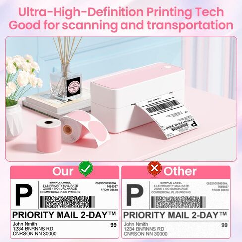 Phomemo 241BT Bluetooth Thermal Shipping Label Printer 4X6 - Wireless Thermal Label Printer for Shipping Packages + 4"x 6" Direct Fanfold Thermal Labels (Fanfold Style & 500 Labels) in Saudi Arabia