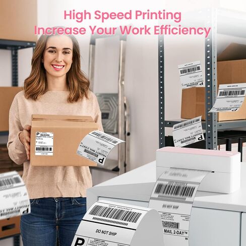 Phomemo 241BT Bluetooth Thermal Shipping Label Printer 4X6 - Wireless Thermal Label Printer for Shipping Packages + 4"x 6" Direct Fanfold Thermal Labels (Fanfold Style & 500 Labels) in Saudi Arabia