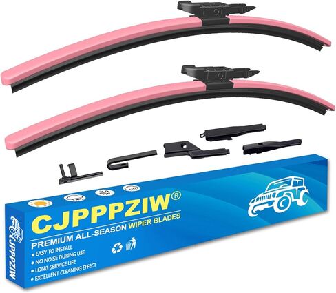 مساحات الزجاج الأمامي CJPPPZIW® -24 بوصة + 20 بوصة بديلة لكيا سول 2010-2025/تويوتا 4 رنر 2010-2024/كاديلاك XT4 2019-2025/XT5 2017-2025، شفرات ممسحة وردية عالية الجودة لجميع المواسم (مجموعة من 2) in Kuwait