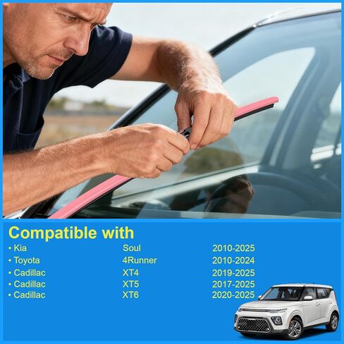 مساحات الزجاج الأمامي CJPPPZIW® -24 بوصة + 20 بوصة بديلة لكيا سول 2010-2025/تويوتا 4 رنر 2010-2024/كاديلاك XT4 2019-2025/XT5 2017-2025، شفرات ممسحة وردية عالية الجودة لجميع المواسم (مجموعة من 2) in Kuwait