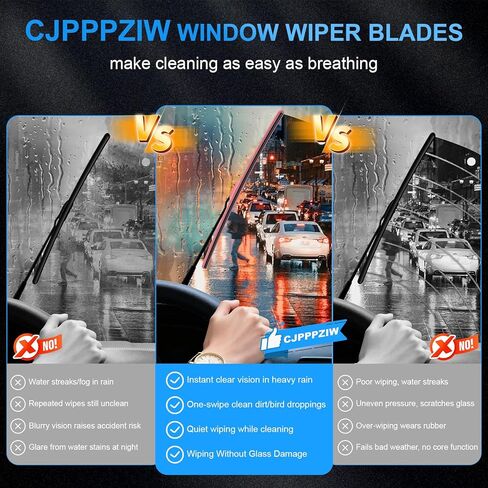 مساحات الزجاج الأمامي CJPPPZIW® -24 بوصة + 20 بوصة بديلة لكيا سول 2010-2025/تويوتا 4 رنر 2010-2024/كاديلاك XT4 2019-2025/XT5 2017-2025، شفرات ممسحة وردية عالية الجودة لجميع المواسم (مجموعة من 2) in Kuwait