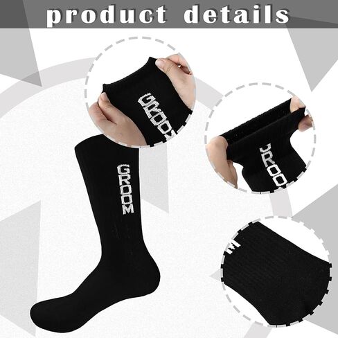 SATINIOR 6 Pairs Groomsmen Socks Wedding Casual Groom Dress Socks Men's Funny Novelty Groom Crew Socks Groomsman Best Man Groom Wedding Socks for Wedding Groomsman Multicolor in Saudi Arabia
