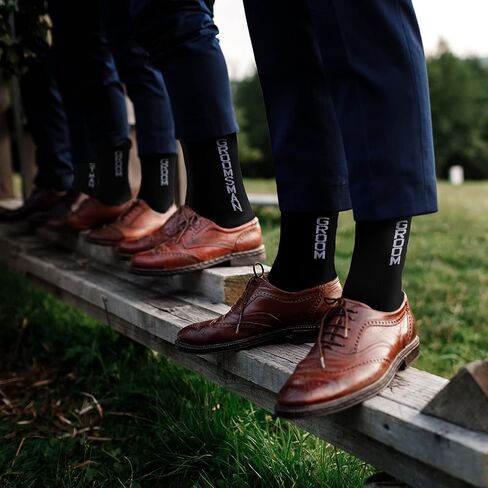 SATINIOR 6 Pairs Groomsmen Socks Wedding Casual Groom Dress Socks Men's Funny Novelty Groom Crew Socks Groomsman Best Man Groom Wedding Socks for Wedding Groomsman Multicolor in Saudi Arabia