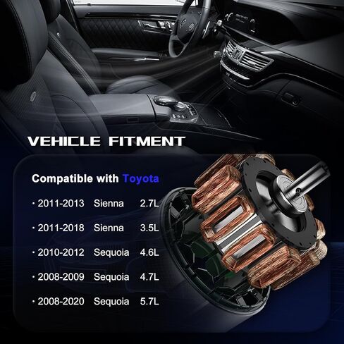 محرك منفاخ سخان HVAC الأمامي مع مروحة 700298 متوافق مع Toyota Sequoia 2008-2020 Sienna 2011-2018 87103-0C051 75050 in Kuwait