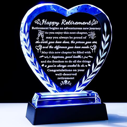 YWHL Retirement Gifts for Woman Men, Best Happy Retirement Plaque for Retiree, Crystal Retirement Gift Ideas for Boss Coworker, Going Away Farewell Gift for Teacher Doctors Friends in Kuwait