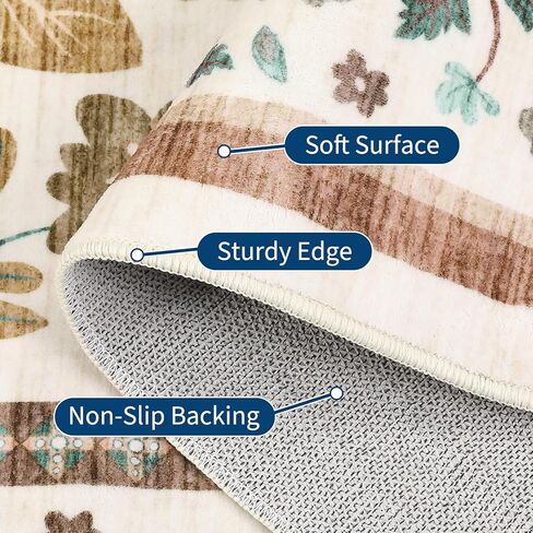 GarveeHome 10x14 Floral Area Rugs for Bedroom Machine Washable Boho Soft Non-Slip Backing Rugs Low Pile Stain Resistant Botanical Carpet for Living Room Farmhouse Dining Room Nursery Beige in Saudi Arabia