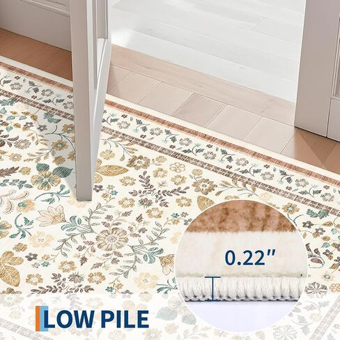 GarveeHome 10x14 Floral Area Rugs for Bedroom Machine Washable Boho Soft Non-Slip Backing Rugs Low Pile Stain Resistant Botanical Carpet for Living Room Farmhouse Dining Room Nursery Beige in Saudi Arabia