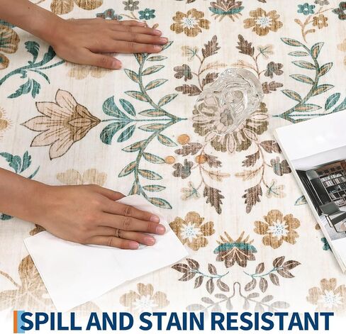 GarveeHome 10x14 Floral Area Rugs for Bedroom Machine Washable Boho Soft Non-Slip Backing Rugs Low Pile Stain Resistant Botanical Carpet for Living Room Farmhouse Dining Room Nursery Beige in Saudi Arabia