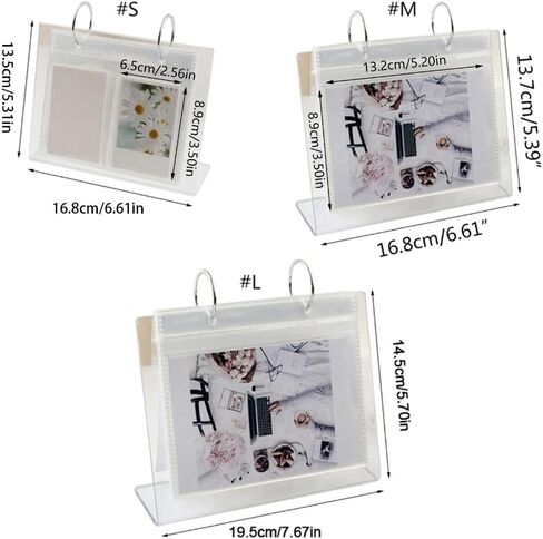 ألبوم صور بإطار فليب على سطح الطاولة مكون من 68 جيبًا وتقويم مكتبي وإطار ملصق وحامل لافتة عرض أكريليك لتزيين المنزل/المكتب، 6.61 × 5.31 بوصة in Kuwait