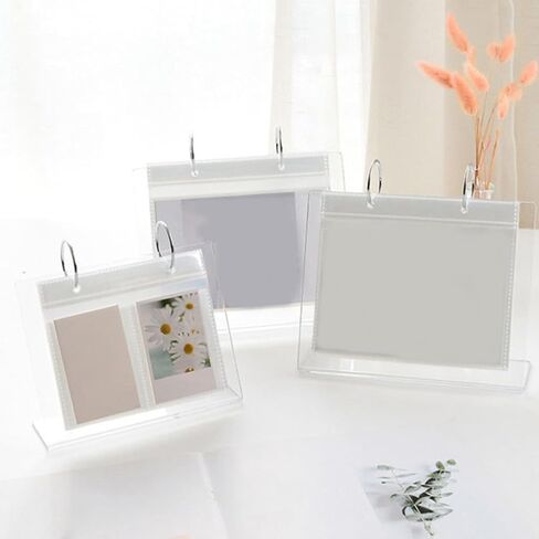 ألبوم صور بإطار فليب على سطح الطاولة مكون من 68 جيبًا وتقويم مكتبي وإطار ملصق وحامل لافتة عرض أكريليك لتزيين المنزل/المكتب، 6.61 × 5.31 بوصة in Kuwait