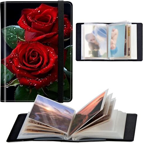 Photo Album 4x6 120 Pockets Photos with Elastic Band, PU Leather Photo Books Small Mini Capacity Picture Album for Family Wedding Travel Anniversary Baby Vacation Pictures,Red Cardinal Birds in Kuwait
