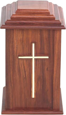Wooden Cross Urn for Adult Ashes | Cremation Urns for Male and Female | Rosewood Urns for Human Ashes | Funeral Urns | Decorative Urns in Saudi Arabia
