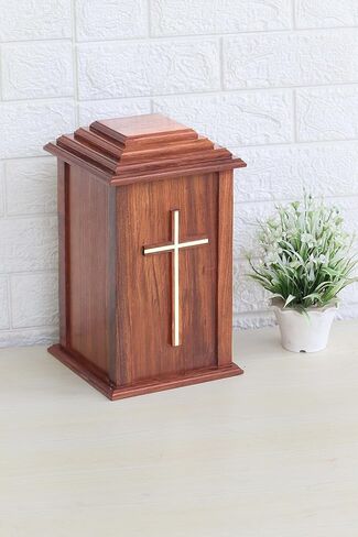 Wooden Cross Urn for Adult Ashes | Cremation Urns for Male and Female | Rosewood Urns for Human Ashes | Funeral Urns | Decorative Urns in Saudi Arabia