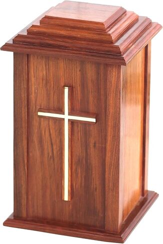 Wooden Cross Urn for Adult Ashes | Cremation Urns for Male and Female | Rosewood Urns for Human Ashes | Funeral Urns | Decorative Urns in Saudi Arabia