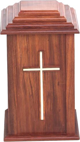 Wooden Cross Urn for Adult Ashes | Cremation Urns for Male and Female | Rosewood Urns for Human Ashes | Funeral Urns | Decorative Urns in Saudi Arabia