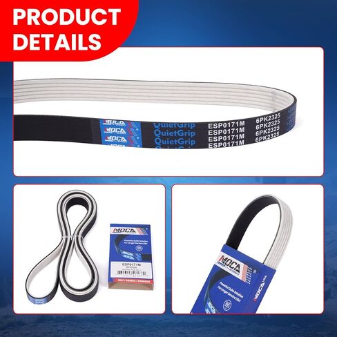 MOCA 6PK2325 Fabric Faced Serpentine Belt Fits for 06-08 for Buick Lucerne V6 3.8L, 04-06 for Chevrolet Colorado L4 2.8L, 1985 for Ford LTD V8 5.0L, 07-10 for Hummer H3T L5 3.7L in Saudi Arabia