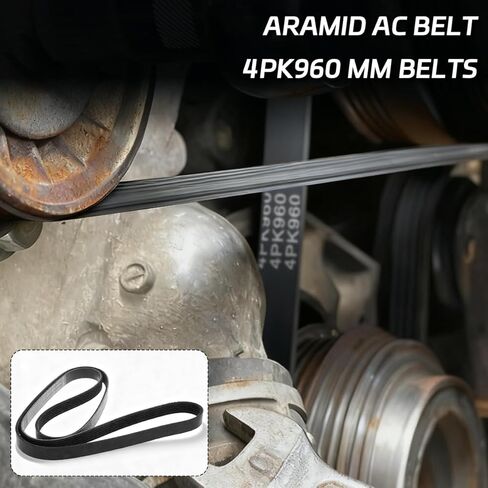 حزام Aramid AC متوافق مع 1999-2008 GMC Yukon Savana 1500 Sierra، Chevy Express Suburban Avalanche Tahoe، H2، Escalade Air Conditioner Compressor Belt استبدال # 4PK960 12576447 in Kuwait