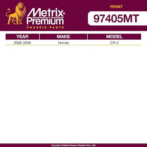 Metrix Premium Chassis Parts - 4 PC L/R Front Sway Bar Stabilizer End Link & Front Stabilizer Bar Bushing Kit Fits 2002-2006 Honda CR-V, Replacement K90454, K90455, K200202, Made in Europe in Saudi Arabia