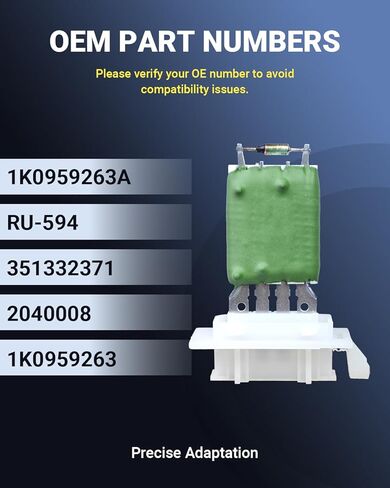 HVAC Blower Motor Resistor Compatible with Volkswagen 2005-2015 VW Jetta,2009-2017 VW Tiguan,2006-2011 Passat,06-13 GTI,10-13 Golf,09-17 CC,12-17 Beetle,07-16 Eos,06-09 Rabbit Replaces 1K0959263A in Kuwait