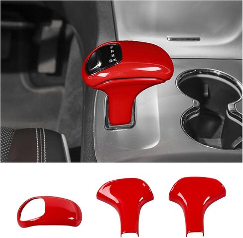 Gear Shift Shifter Knobs Cover Trim Fit for 2012-2014 Dodge Charger & for Durango/for 2014-2015 Jeep Grand Cherokee(Carbon Fiber,3Pcs) in Saudi Arabia