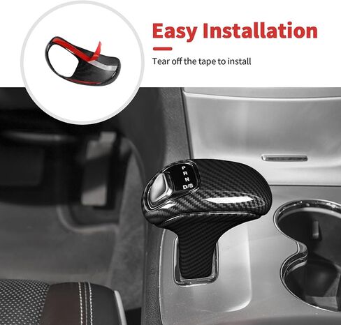 Gear Shift Shifter Knobs Cover Trim Fit for 2012-2014 Dodge Charger & for Durango/for 2014-2015 Jeep Grand Cherokee(Carbon Fiber,3Pcs) in Saudi Arabia