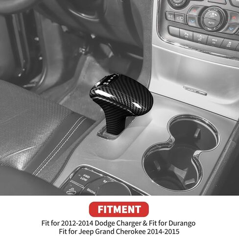 Gear Shift Shifter Knobs Cover Trim Fit for 2012-2014 Dodge Charger & for Durango/for 2014-2015 Jeep Grand Cherokee(Carbon Fiber,3Pcs) in Saudi Arabia