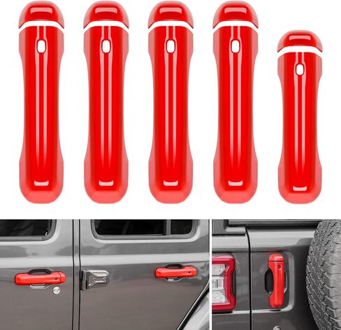CheroCar Red Door Handle Cover Trim Tailgate Handle Cover Kit Fit for 2018-2026 Jeep Wrangler JL JLU 4xe & Gladiator JT Sports Sahara Freedom Rubicon 2/4-Door Exterior Accessories in Saudi Arabia