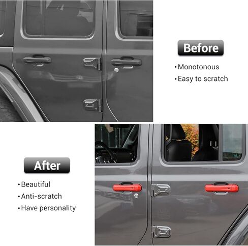 CheroCar Red Door Handle Cover Trim Tailgate Handle Cover Kit Fit for 2018-2026 Jeep Wrangler JL JLU 4xe & Gladiator JT Sports Sahara Freedom Rubicon 2/4-Door Exterior Accessories in Saudi Arabia