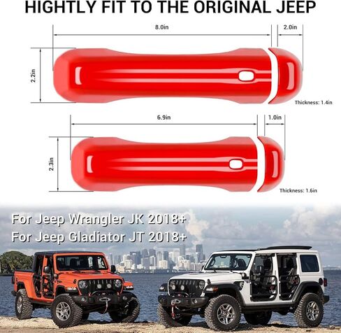 CheroCar Red Door Handle Cover Trim Tailgate Handle Cover Kit Fit for 2018-2026 Jeep Wrangler JL JLU 4xe & Gladiator JT Sports Sahara Freedom Rubicon 2/4-Door Exterior Accessories in Saudi Arabia