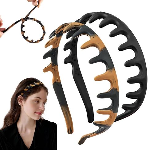 عصابات رأس متعرجة، قطعتان من عصابات الرأس للنساء، 2026 عصابة رأس جديدة من السيليكون على شكل حرف U، عصابة رأس قابلة للعكس مع أسنان، هدايا عيد الحب مُعدة للنساء in Kuwait