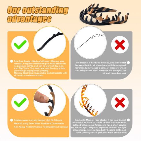 عصابات رأس متعرجة، قطعتان من عصابات الرأس للنساء، 2026 عصابة رأس جديدة من السيليكون على شكل حرف U، عصابة رأس قابلة للعكس مع أسنان، هدايا عيد الحب مُعدة للنساء in Kuwait