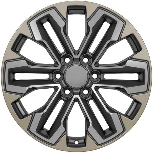 OE Wheels CV69 20 Inch Rims and Tires Fit Silverado 1500 Style 6x139.7 20x9 Satin Gunmetal Machined Face - Two Tone - Hollander 5905 - TS-37 AT 275/55-20 (Set of 4) in Saudi Arabia