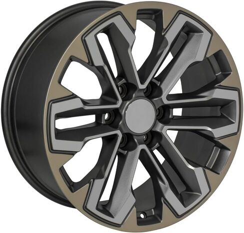 OE Wheels CV69 20 Inch Rims and Tires Fit Silverado 1500 Style 6x139.7 20x9 Satin Gunmetal Machined Face - Two Tone - Hollander 5905 - TS-37 AT 275/55-20 (Set of 4) in Saudi Arabia