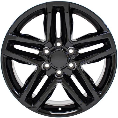 إطارات وإطارات OE Wheels CV34 مقاس 20 بوصة تناسب Silverado 1500 Trail Boss Style 6x139.7 20x9 أسود لامع - هولاندر 5911 - TS-37 AT 275/55-20 (مجموعة من 4) in Saudi Arabia
