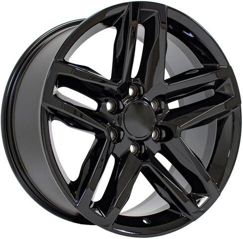 إطارات وإطارات OE Wheels CV34 مقاس 20 بوصة تناسب Silverado 1500 Trail Boss Style 6x139.7 20x9 أسود لامع - هولاندر 5911 - TS-37 AT 275/55-20 (مجموعة من 4) in Saudi Arabia