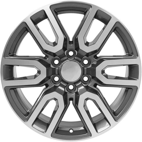 إطارات وإطارات OE Wheels CV36 مقاس 20 بوصة تناسب طراز Sierra 1500 مقاس 6x139.7 20x9 مصنوعة من المعدن اللامع - هولاندر 5914 - TS-37 AT 275/55-20 (مجموعة من 4) in Saudi Arabia