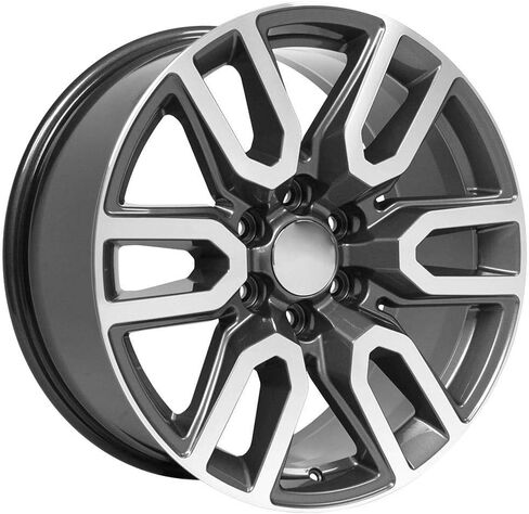 إطارات وإطارات OE Wheels CV36 مقاس 20 بوصة تناسب طراز Sierra 1500 مقاس 6x139.7 20x9 مصنوعة من المعدن اللامع - هولاندر 5914 - TS-37 AT 275/55-20 (مجموعة من 4) in Saudi Arabia